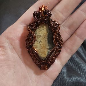 Fossilized Palm Root Hand Wrapped with 2 Tone Wire